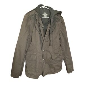 Roar Corduroy Blazer Jacket Men Medium Fray Distressed Detailed Lining Drk Brown